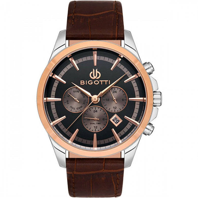 Bigotti Chronograph Black & Rose Gold Mens Watch | BG.1.10491-5