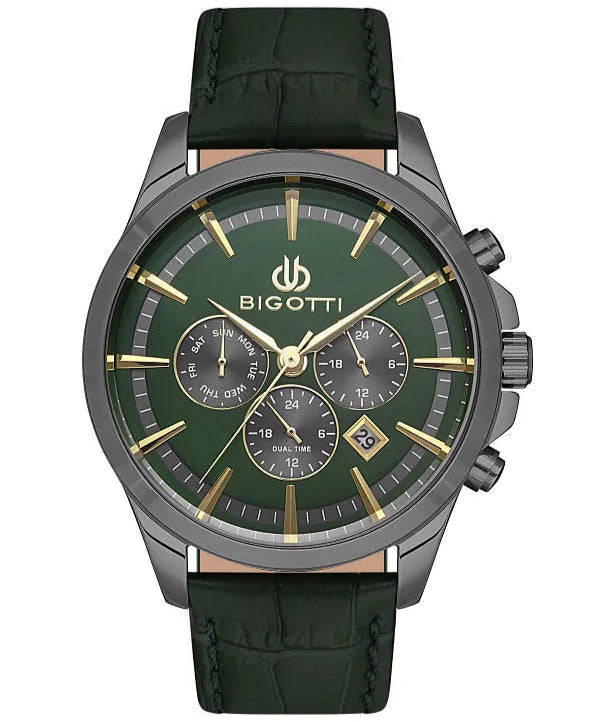 Bigotti Chronograph Green Leather Mens Watch | BG.1.10491-4