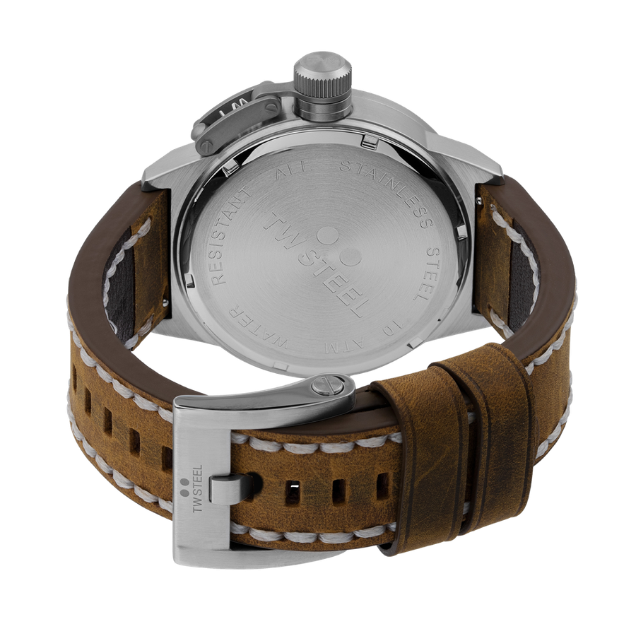 TW Steel Canteen Blue Dial and Brown Leather Strap 45mm Men's Watch | CS102