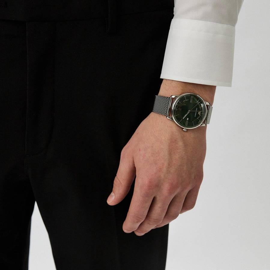 Emporio Armani Three-Hand Date Stainless Steel Mesh Men's Watch | AR11578