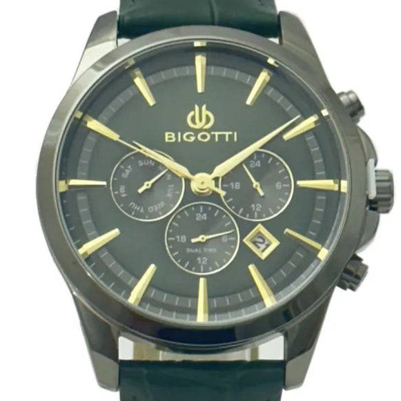 Bigotti Chronograph Green Leather Mens Watch | BG.1.10491-4