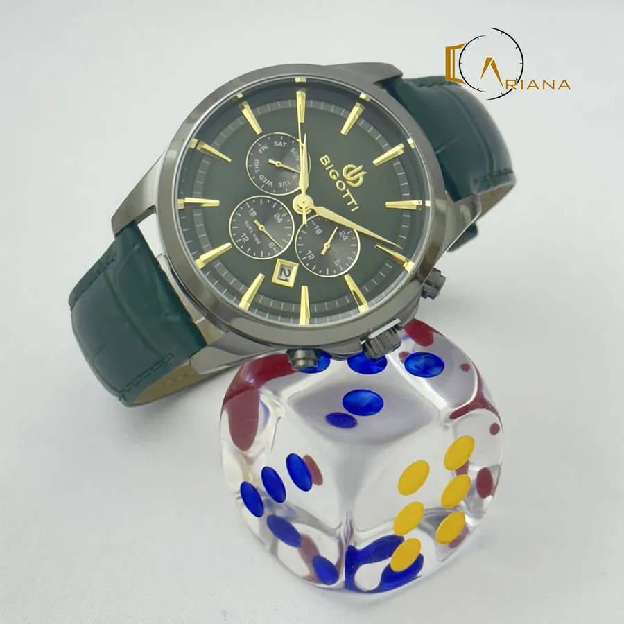Bigotti Chronograph Green Leather Mens Watch | BG.1.10491-4