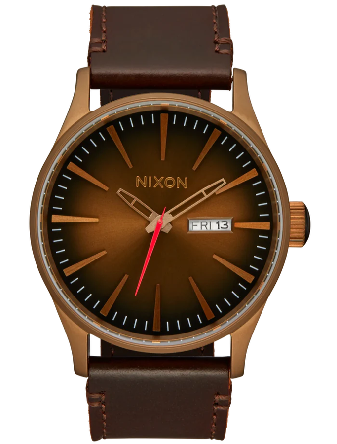 Nixon Sentry Brown Dial Brown Leather Strap Men's Watch | A1055145-00