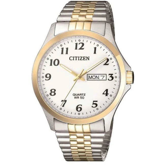 Citizen White Dial Two Tone Stainless Steel Mens Watch | BF5004-93A