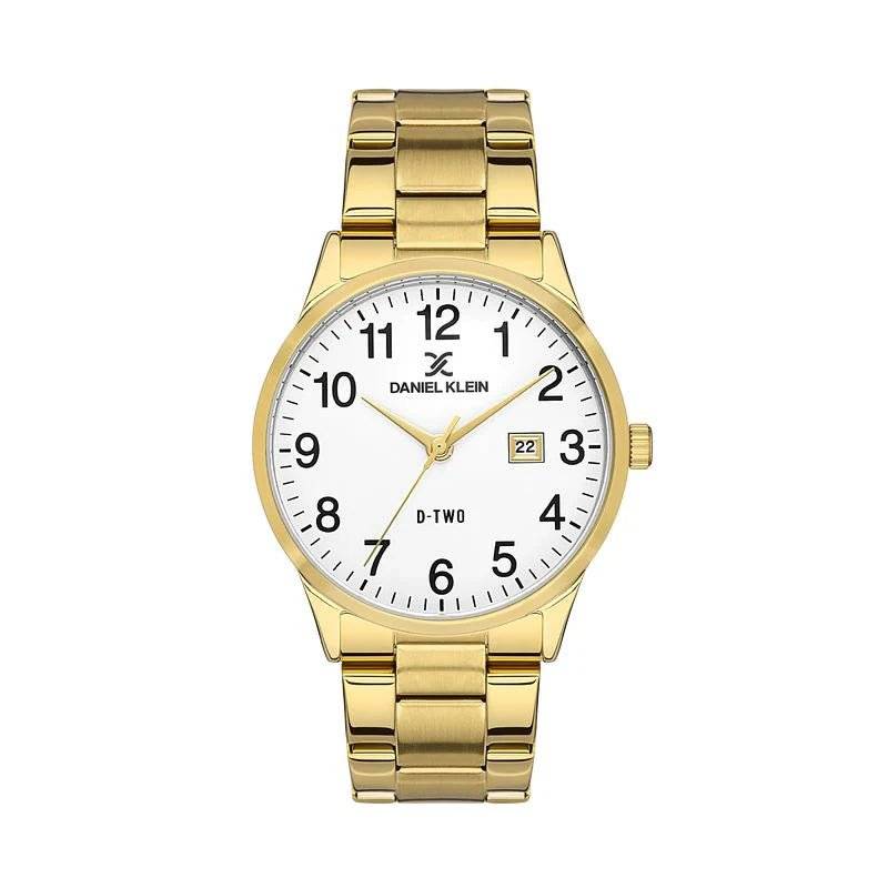 Daniel Klein D-TWO IP Gold White Dial 3 Hands Woman's Watch | DK113567-3