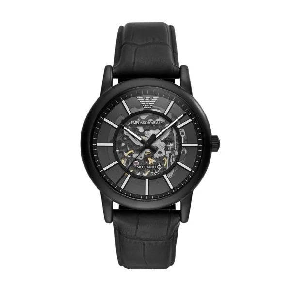 Emporio Armani Automatic Black Leather Men's Watch | AR60008
