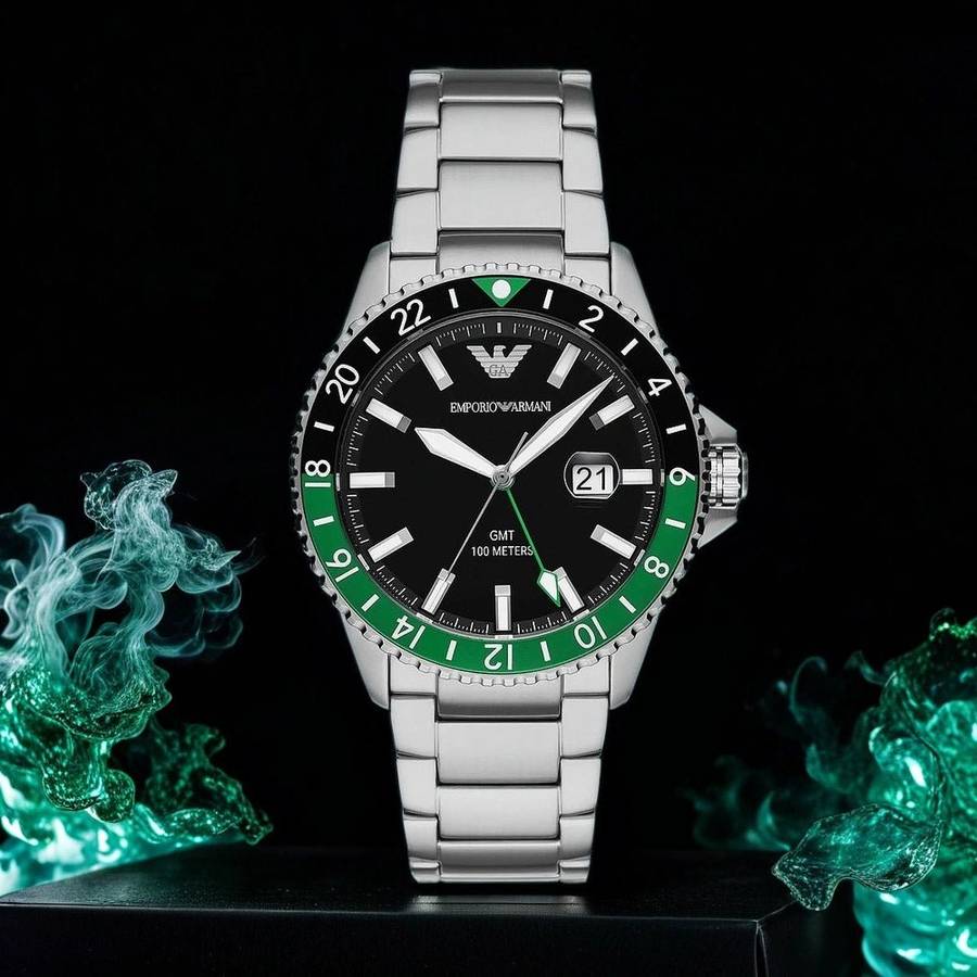 Emporio Armani GMT Dual Time Stainless Steel Watch | AR11589
