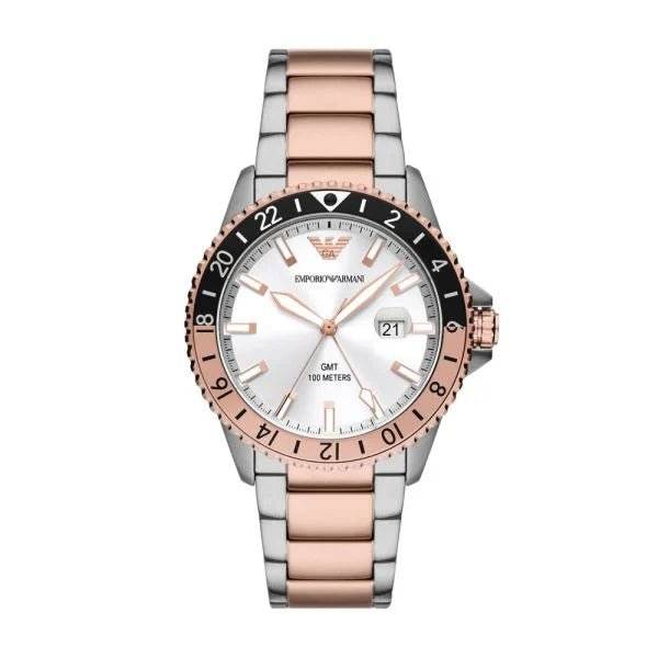 Emporio Armani GMT Dual Time Two-Tone Stainless Steel Men's Watch | AR11591