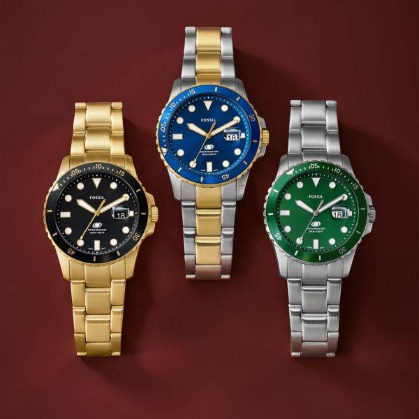 Fossil Blue Dive Three-Hand Date Stainless Steel Men's Watch | FS6034