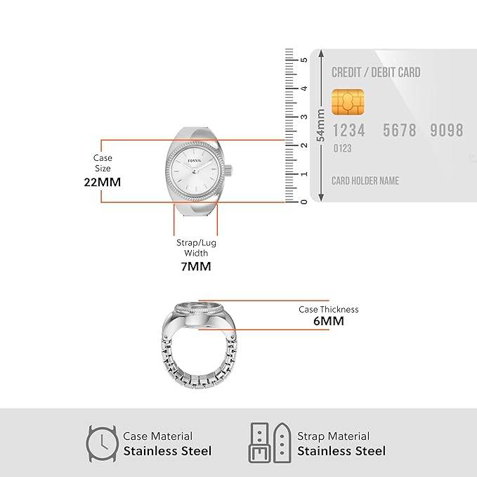 Fossil Two-Hand Stainless Steel Women's Ring Watch | ES5245