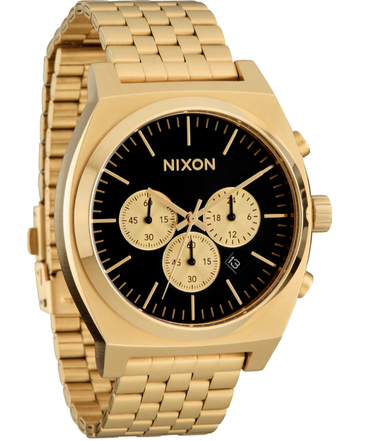 Nixon Gold Tone black Dial Chronograph Unisex Watch | A9725333-00