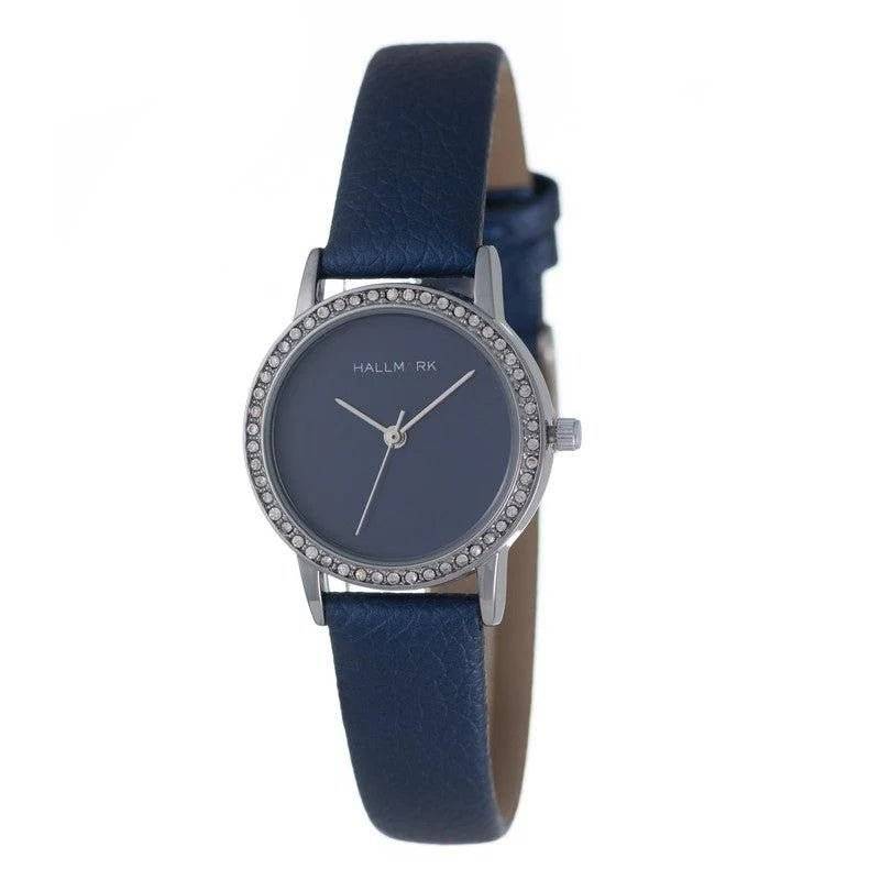 Hallmark Blue Dial & Leather Strap Women's Watch | HL1491Z