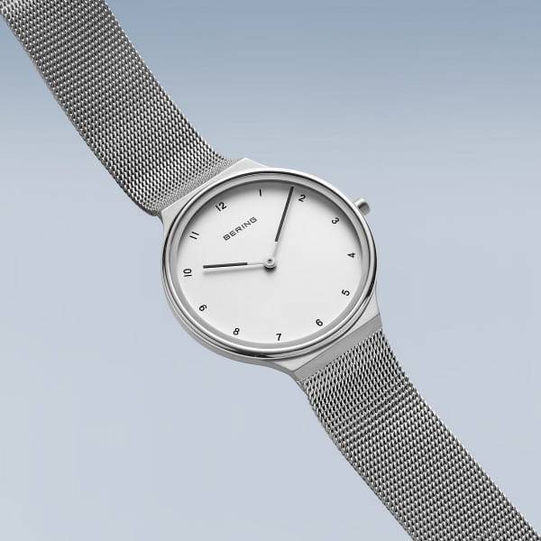 Bering Ultra Slim Polished/brushed Silver Women's Mesh Watch | 18434-004