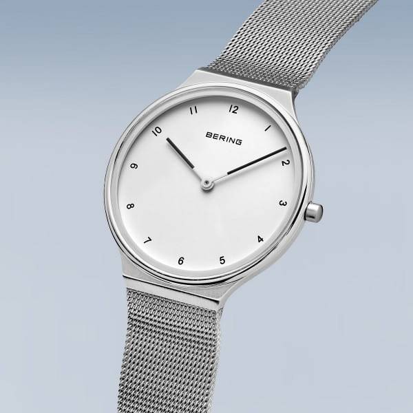 Bering Ultra Slim Polished/brushed Silver Women's Mesh Watch | 18434-004