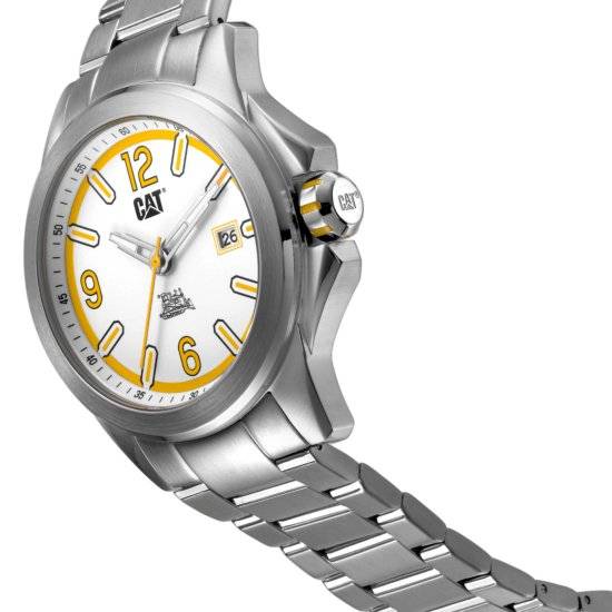 Cat Twist Up White Yellow Silver Stainless Steel Men's Watch | YU.141.11.237