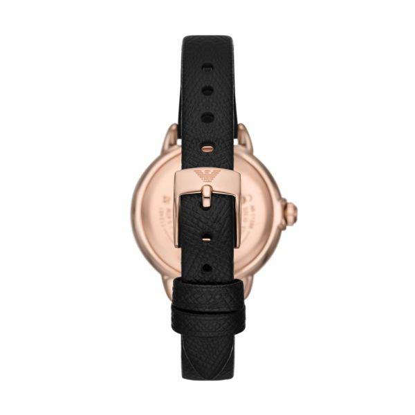 Emporio Armani Three-Hand Black Leather Woman's Watch | AR11598