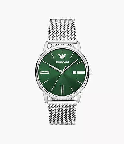 Emporio Armani Three-Hand Date Stainless Steel Mesh Men's Watch | AR11578