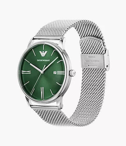 Emporio Armani Three-Hand Date Stainless Steel Mesh Men's Watch | AR11578