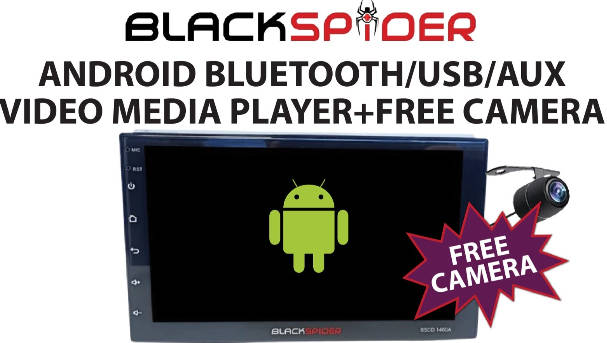 Blackspider BSDD1460LB+FREE CAMERA  7" Apple CarPlay Double Din Android Media BT/USB