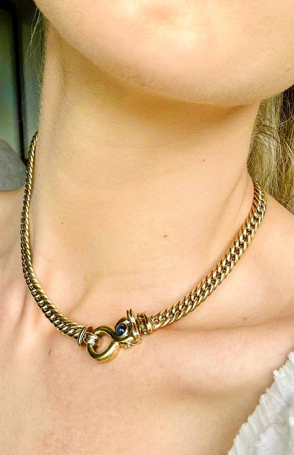 9ct Gold Italian Chain with Sapphire