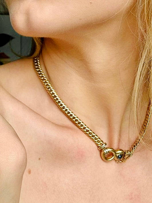 9ct Gold Italian Chain with Sapphire