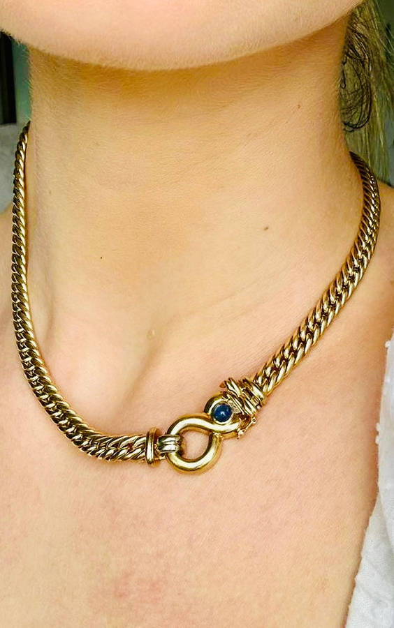 9ct Gold Italian Chain with Sapphire