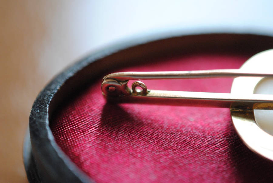 Edwardian Era Gold and Cameo Pin Brooch
