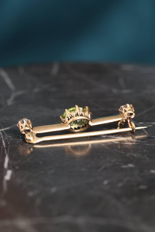 Victorian Diamond and Peridot Pin Brooch