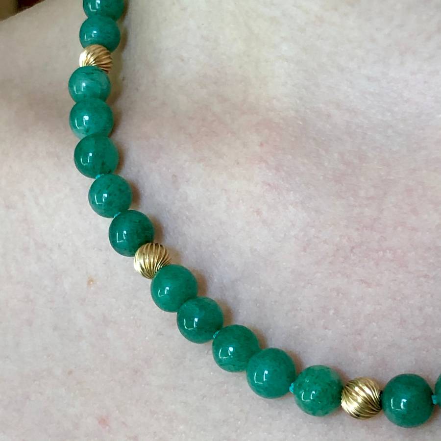 Vintage Aventurine 14ct Gold Necklace