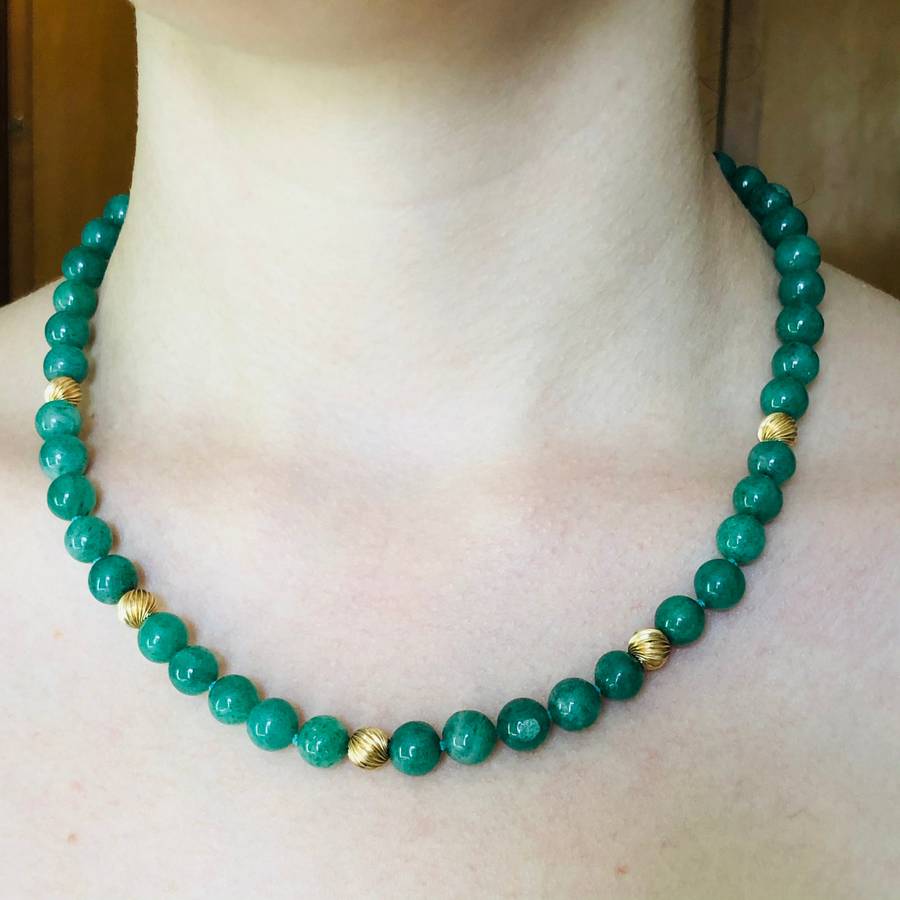 Vintage Aventurine 14ct Gold Necklace