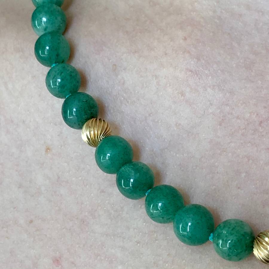 Vintage Aventurine 14ct Gold Necklace