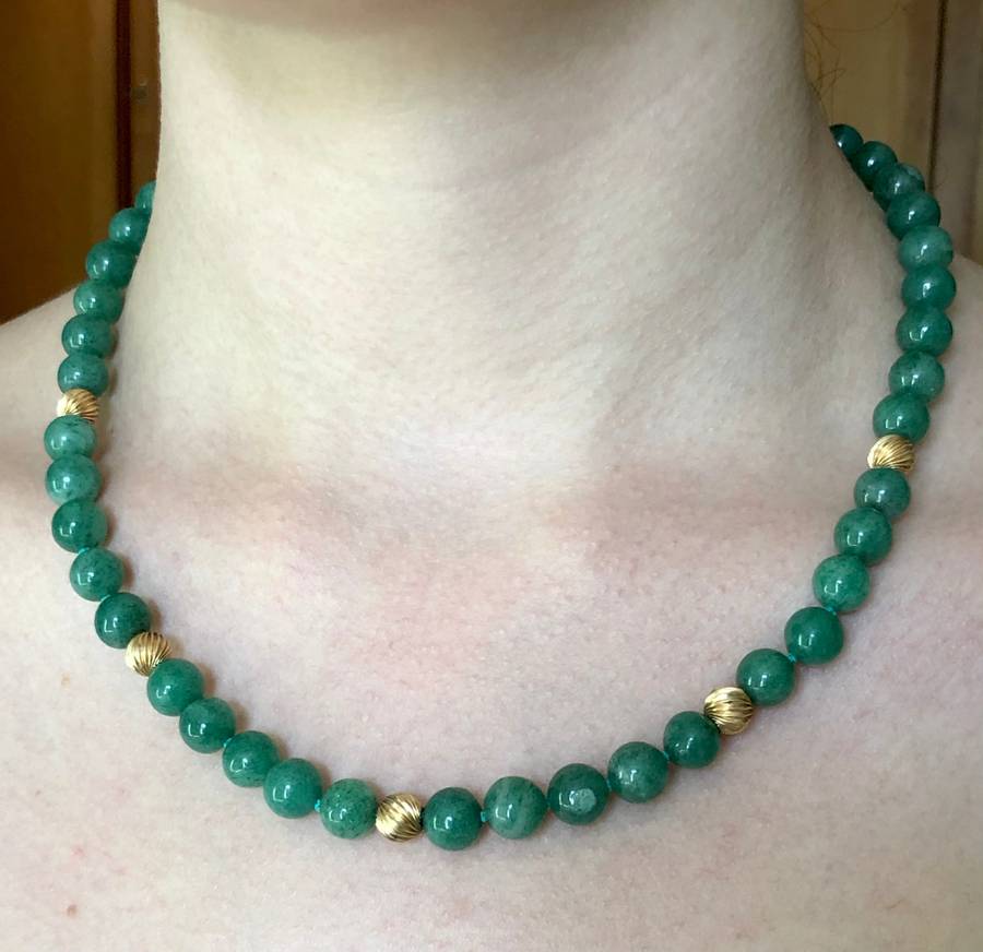 Vintage Aventurine 14ct Gold Necklace