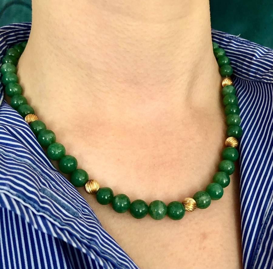Vintage Aventurine 14ct Gold Necklace