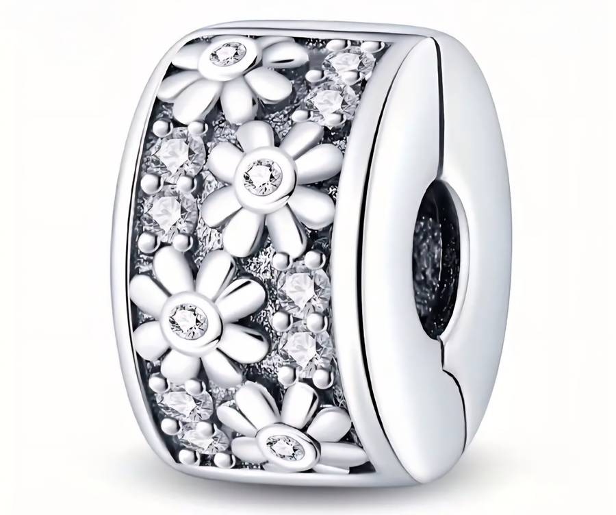 Daisy Sparkle Clip-On Stopper - Compatible with Pandora Bracelets
