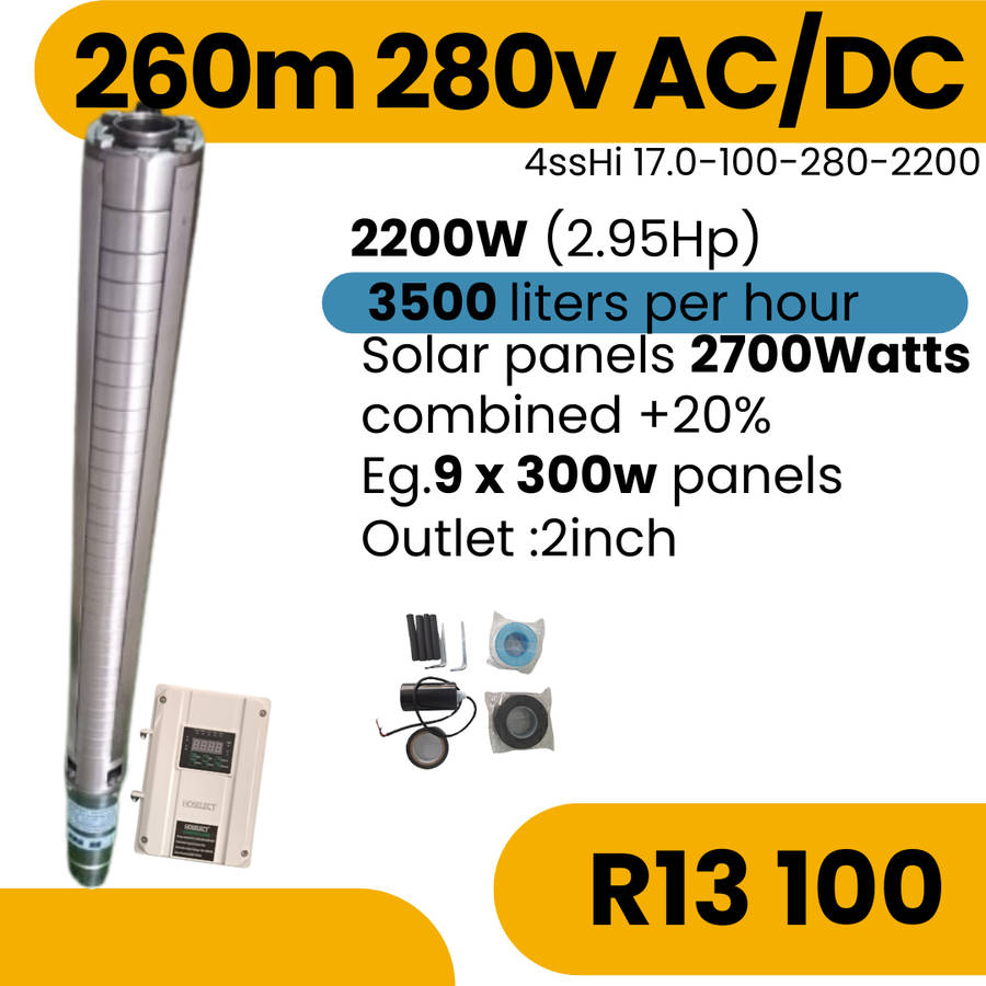 260m 280v AC/DC Solar Borehole Pump