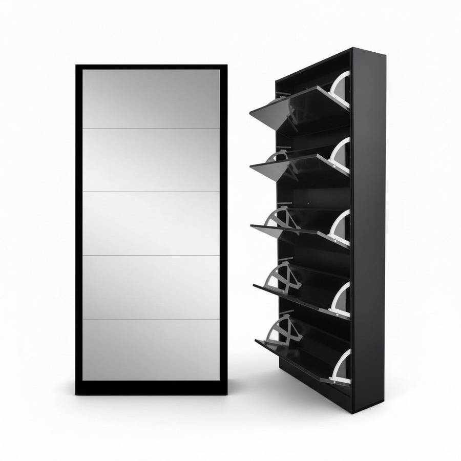 Nu Dekor - 5 Tier Mirror Shoe Cabinet