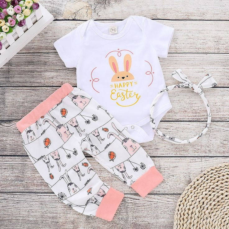 Happy Easter Romper with Bunny Pants and Headband #1000811