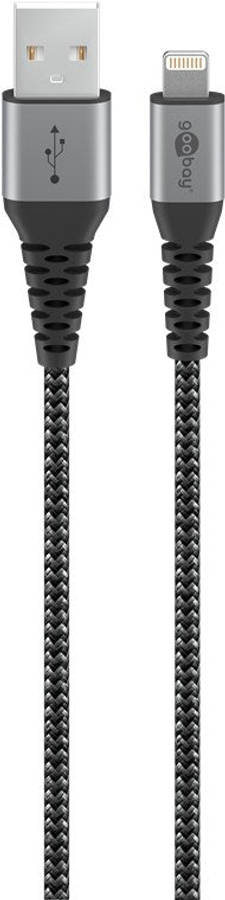 Goobay Lightning USB-A Textile 1m Cable with Metal Plugs