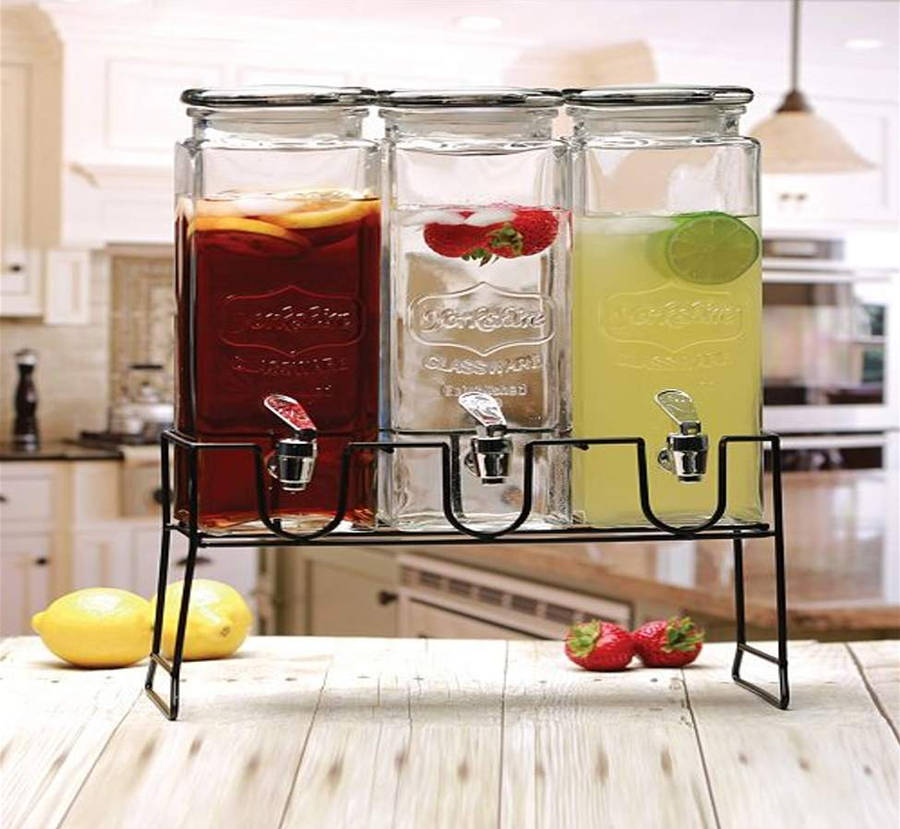 RUSeCom Triple 1.6 Litre Jar Bevarage Dispenser with Stand