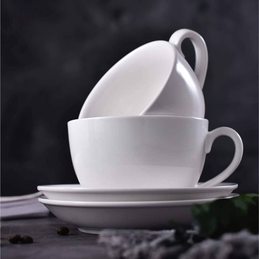 Brand-New  12 Piece White Porcelain Cup and Saucer Set