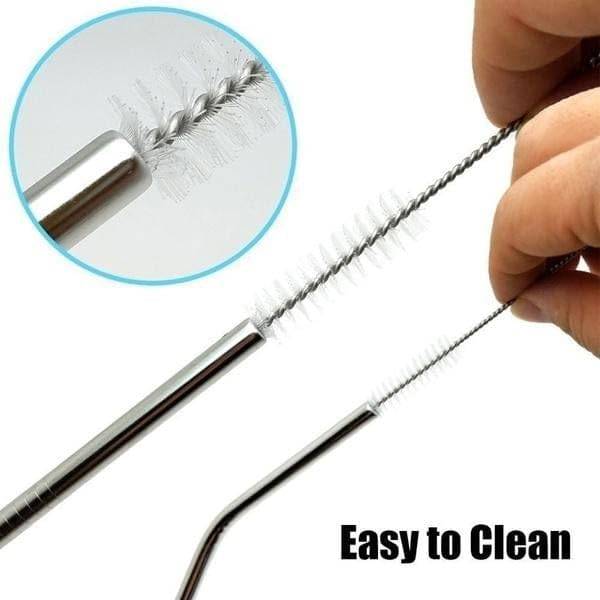 Set Of 4 Stainless Steel Straws Brush 2 Straight Straws 2 Bent Straws 1 Brush
