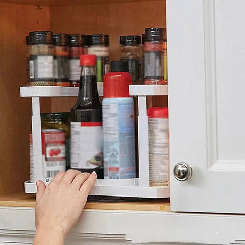 360 Degree Rotating Spice Rack Turntable Non Skid Save Space 2 Tiers Condiments Storage Rack for Kit