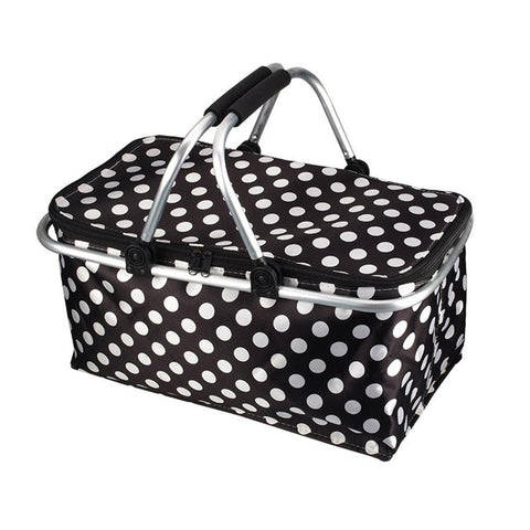 Insulated Foldable Picnic Basket 30L Insulated Bag Folding Basket with Aluminum Handle Portable Fres