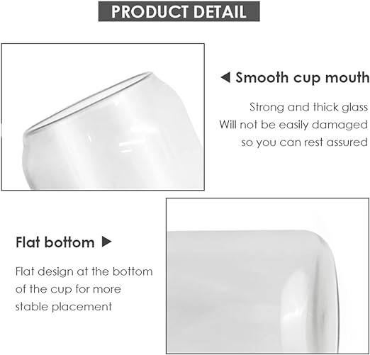 4Pcs Beer Drinking Glass Cup 500ML Can Shaped Glasses Beer Glass Cup with Bamboo Lids and Stainless