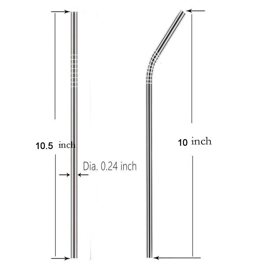 Set Of 4 Stainless Steel Straws Brush 2 Straight Straws 2 Bent Straws 1 Brush