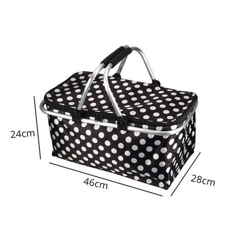 Insulated Foldable Picnic Basket 30L Insulated Bag Folding Basket with Aluminum Handle Portable Fres