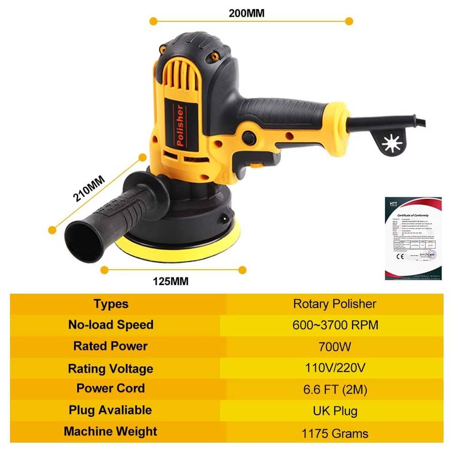 PXIN 5`` Rotary Car Polisher Buffer Waxing Machine Variable Speed Polish Towel Pad Kit