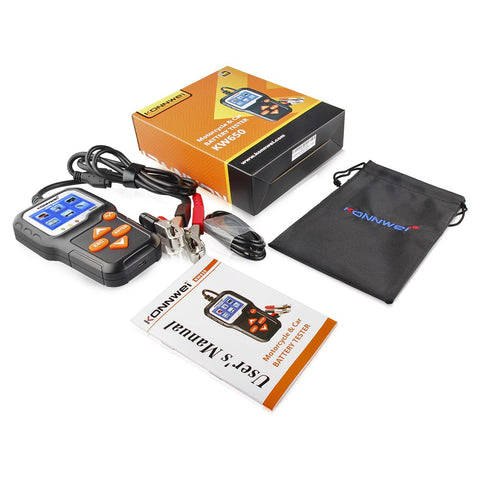 KONNWEI KW650 Car Motorcycle BatteryTester 12V 6V Battery System Analyzer 2000CCA Charging Cranking