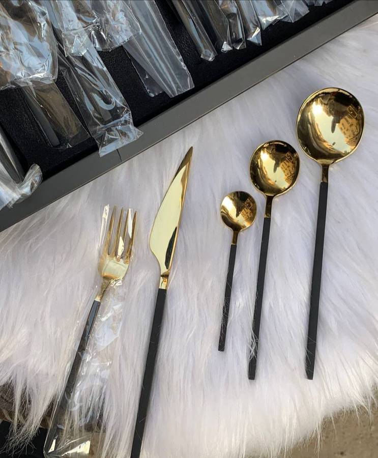 Cutlery Set Service For 6 With Box 24 Pieces Stainless Steel Flatware Set With Steak Knives, Forks A