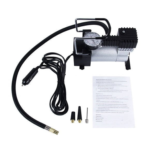DC 12V 12A Heavy Duty Air Compressor With Pressure Gauge And Three Nozzle Adapters 965KPA